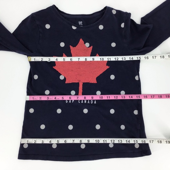 2/$25 GAP Kids Girl's Flippy Maple Leaf Navy Tee, XL - Picture 8 of 14